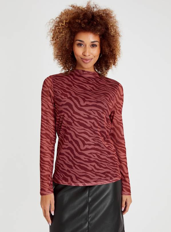 Red animal store print top zara